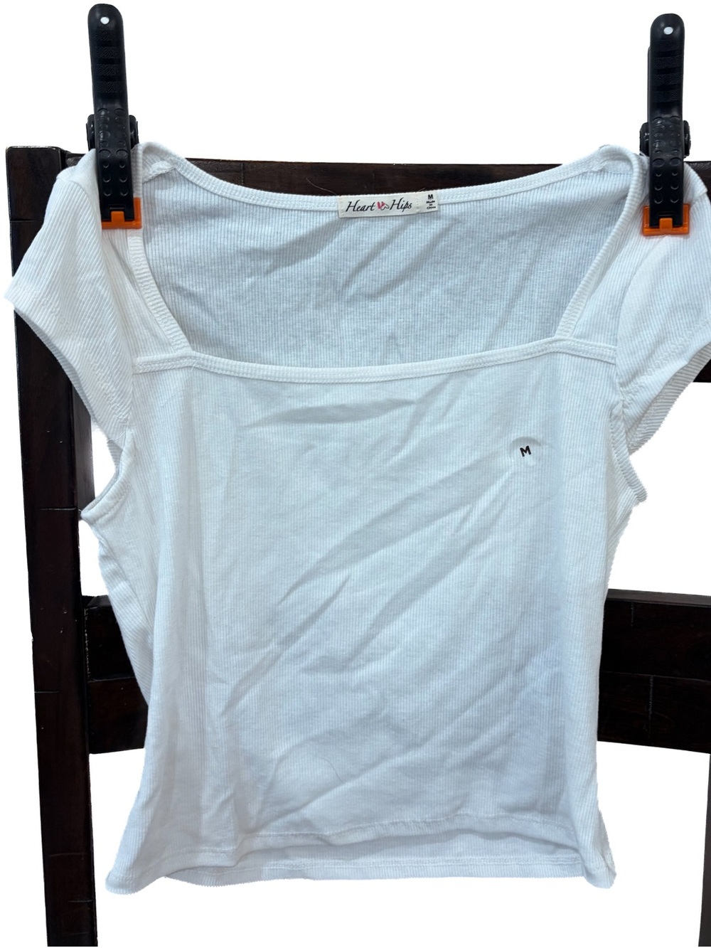 Heart Hips White Ribbed Square-Neck Tank Top